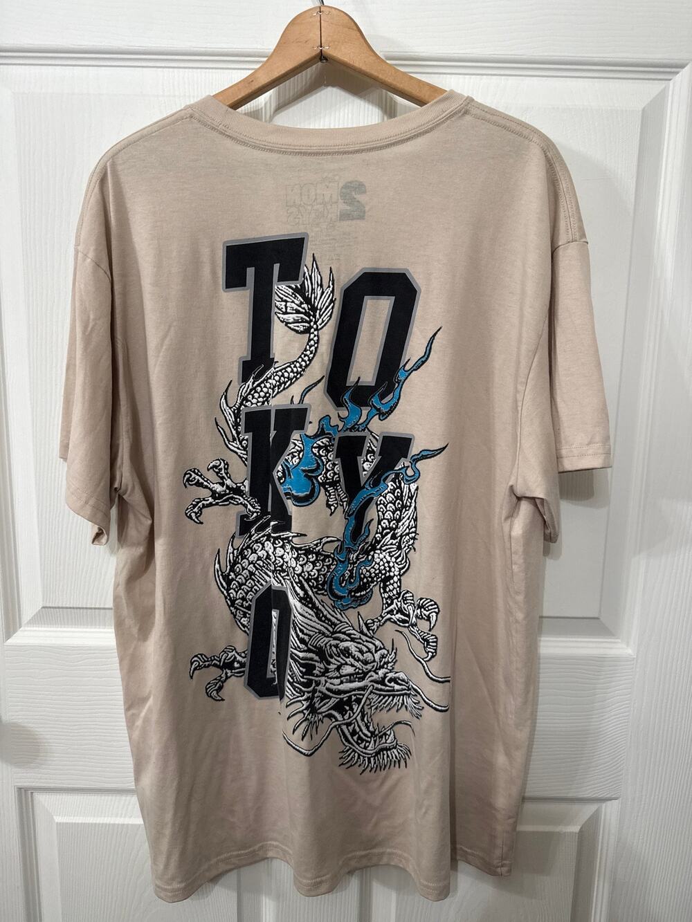 2 Monkeys Tokyo Dragon Graphic Tee 2XL Beige Streetwear Japan Anime Y2K Shirt